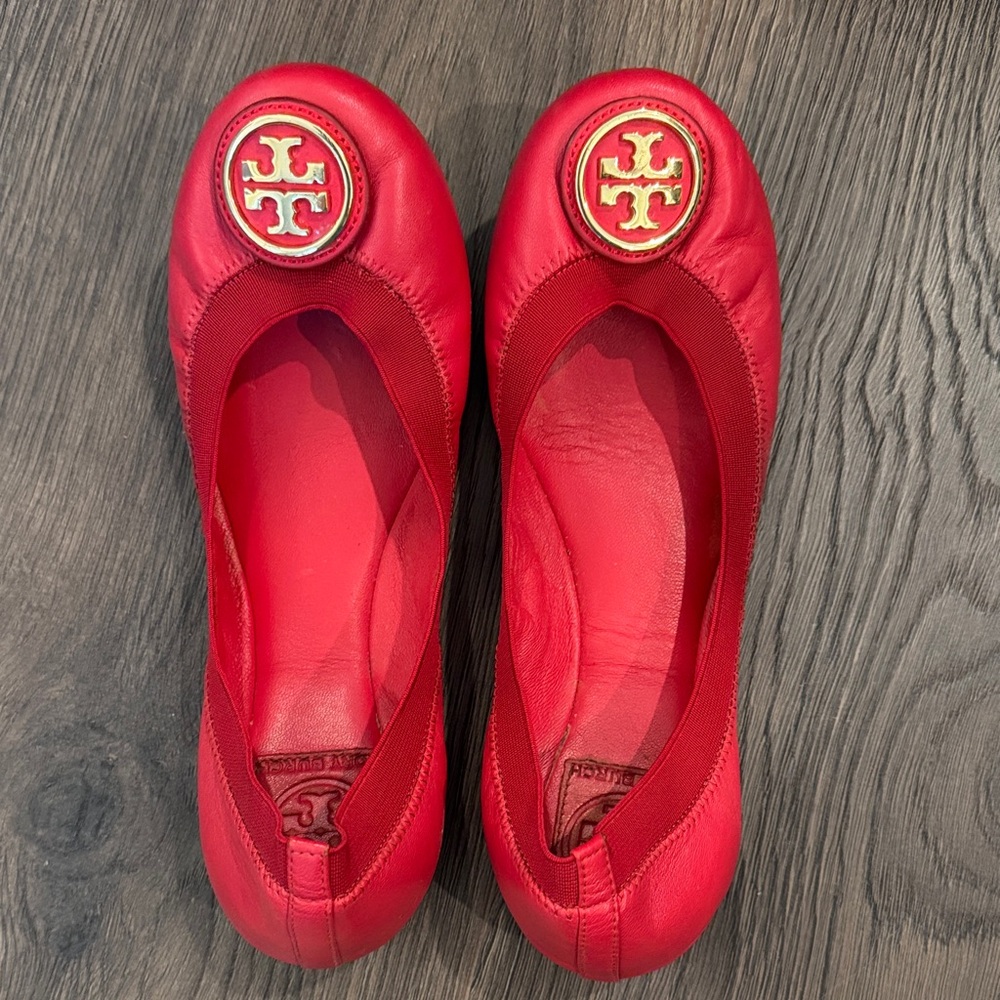 Tory Burch Vibrant Red Flats